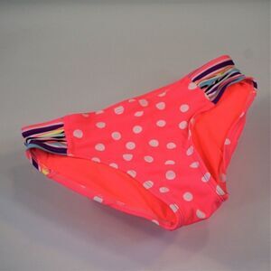 Girls Xhilaration Swim Bottoms Neon Pink Polka Dot With Stipes Size M ( 7- 8)